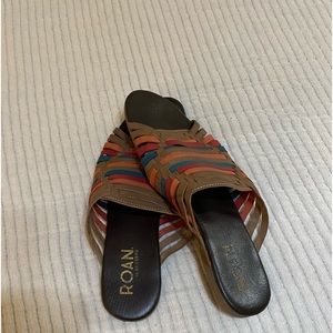 Bed stu womens marilee leatger  slide sandals in tan multi